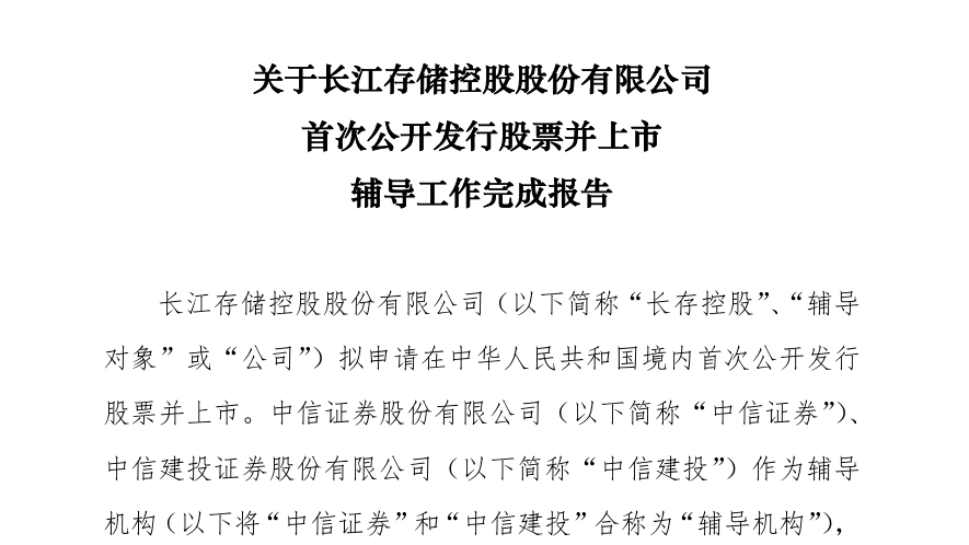 长存控股，IPO提速