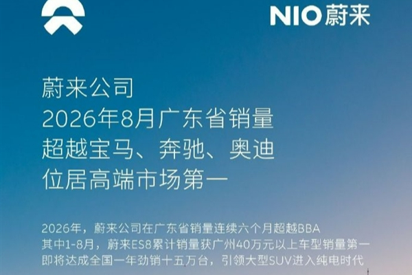 蔚来8月销量碾压BBA！8省37市领先：山西连超宝马奔驰