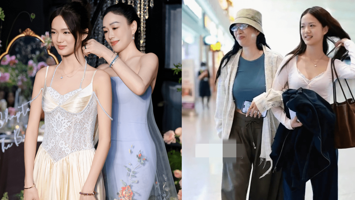 钟丽缇次女张思捷赴美留学，机场送别母女依依不舍吻别，Jaden甜笑挥手高颜值星味十足