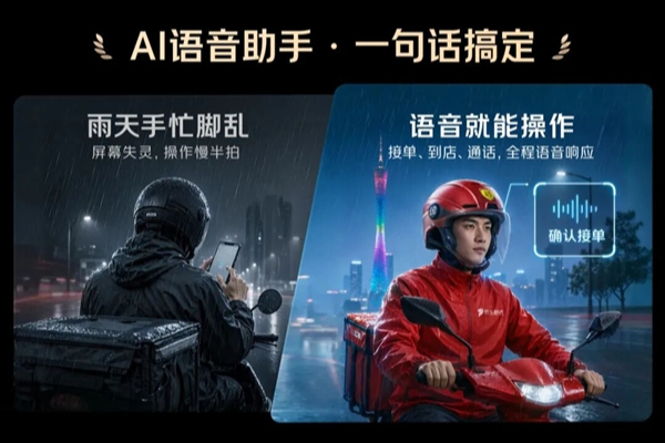 京东外卖AI智能头盔发布：动动嘴就能接单！自动识别商户环境