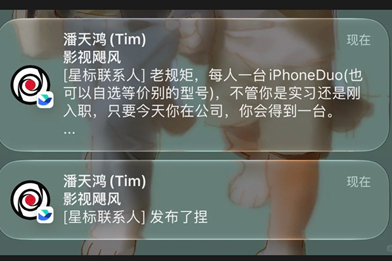 影视飓风Tim给公司全员送iPhone Duo：实习生、刚入职员工也有份