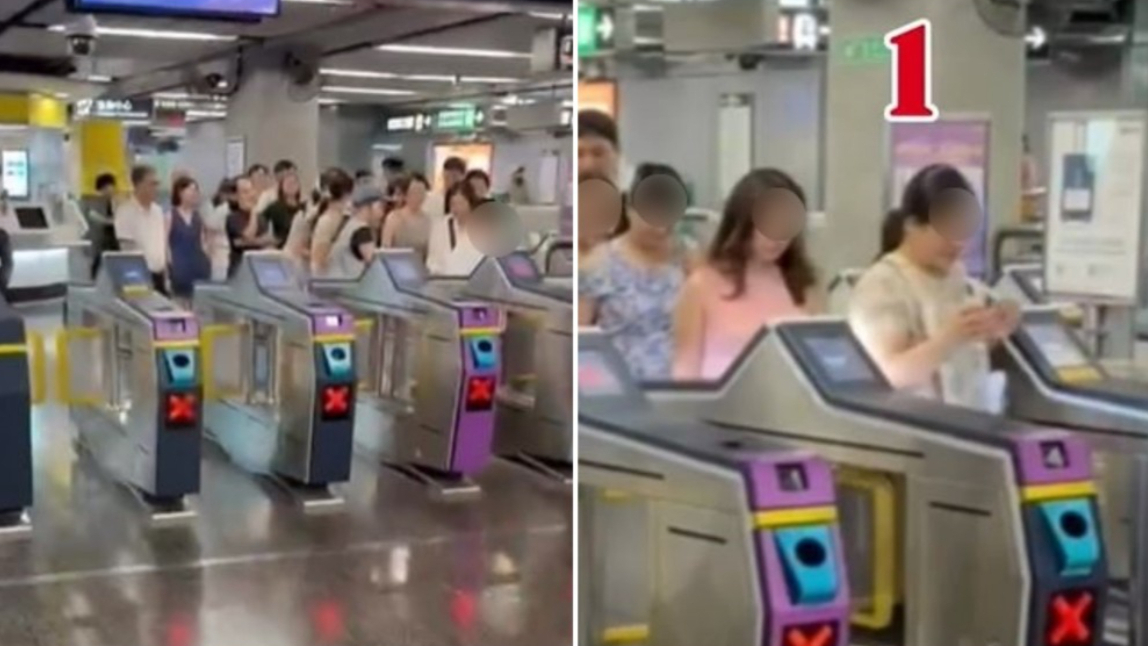 港铁尖沙咀站36人集体冲闸，疑女导游“1票放行多人”警方接报跟进