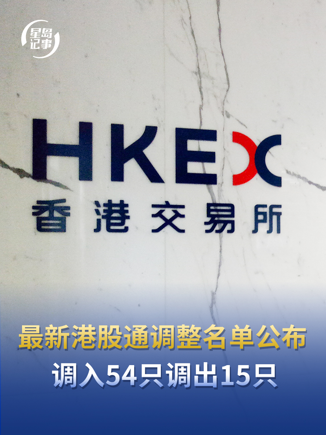 港股通调整名单公布，调入54只调出15只