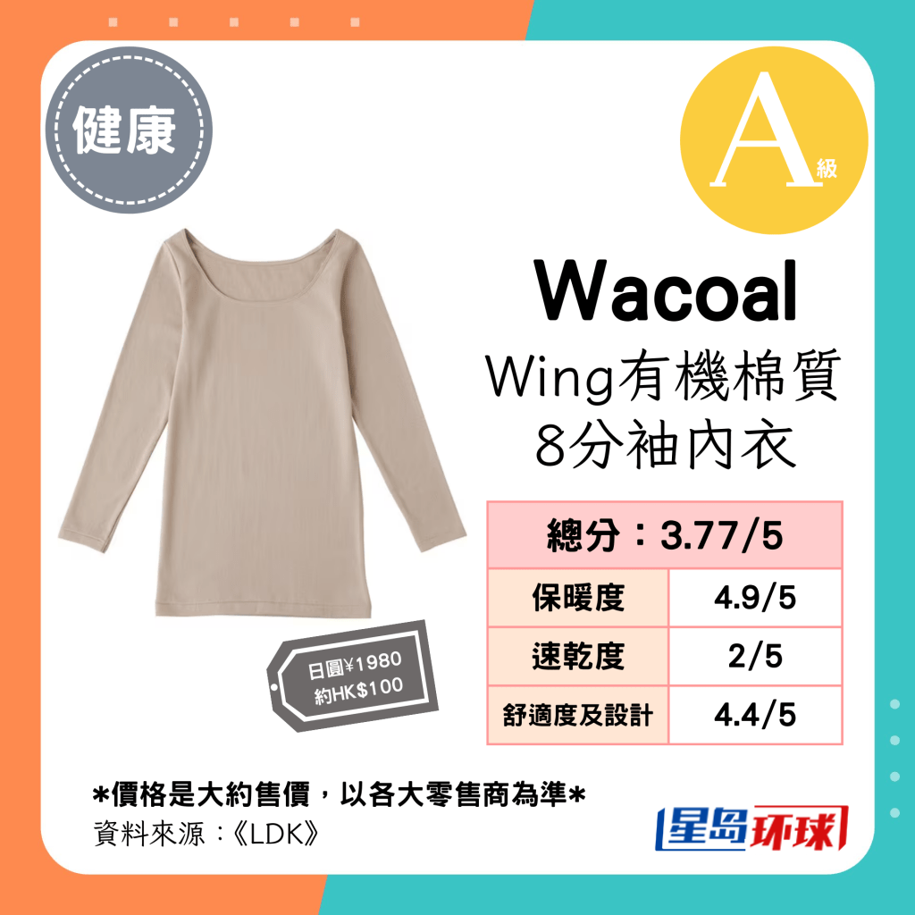 “Wacoal”Wing有机棉质8分袖内衣 “Wacoal”Wing有机棉质8分袖内衣
