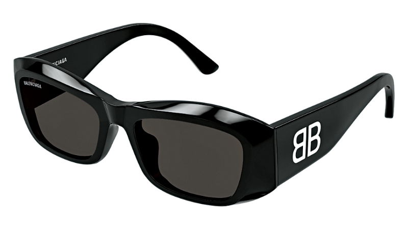 Balenciaga Signature系列太阳眼镜特色在于雕刻斜面厚醋酸纤维前框，以及缀于镜臂的珐琅制BB品牌标记。（$3,480）